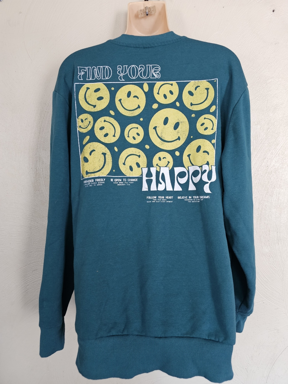 Mighty Fine Green Crewneck Find Your Happy Graphic Sweatshirt Size Womens Large